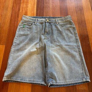 y2k/2000s baggy faded sand blast grunge light blue jorts